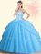 Glorious Aqua Blue Lace Up Quinceanera Dress Beading Sleeveless Floor Length