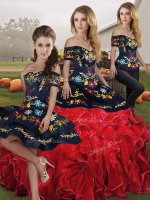 Sleeveless Embroidery and Ruffles Lace Up Ball Gown Prom Dress(SKU SJQDDT2155007BIZ)