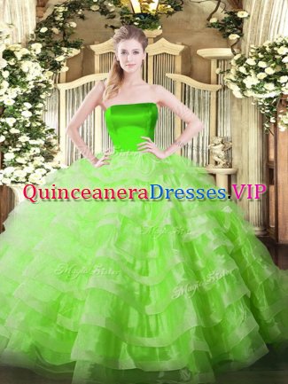 Sleeveless Floor Length Ruffled Layers Zipper Quinceanera Gowns with
