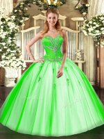Delicate Tulle Lace Up 15th Birthday Dress Sleeveless Floor Length Beading(SKU SJQDDT1091002-2BIZ)