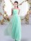 Superior Aqua Blue Sleeveless Chiffon Sweep Train Lace Up Court Dresses for Sweet 16 for Wedding Party