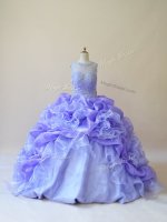Lavender Ball Gown Prom Dress Scoop Sleeveless Brush Train Zipper