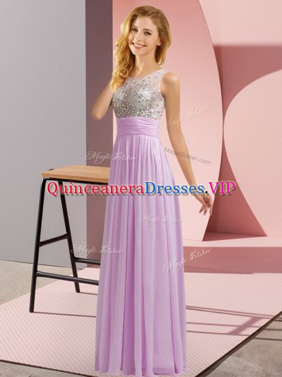 New Style Lavender Sleeveless Chiffon Side Zipper Quinceanera Dama Dress for Wedding Party - Click Image to Close