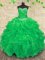 Low Price Floor Length Ball Gowns Sleeveless Green Sweet 16 Dresses Lace Up