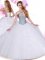 Hot Sale Floor Length Ball Gowns Sleeveless White Quinceanera Gowns Lace Up
