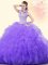 Deluxe High-neck Sleeveless Backless Quinceanera Dresses Lavender Tulle
