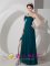 La Tablada Argentina High Split One Shoulder Floor-length Green Empire Chiffon Ruch and Appliques Quinceanera Dama dress