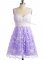 Knee Length Lavender Dama Dress for Quinceanera Lace Sleeveless Lace