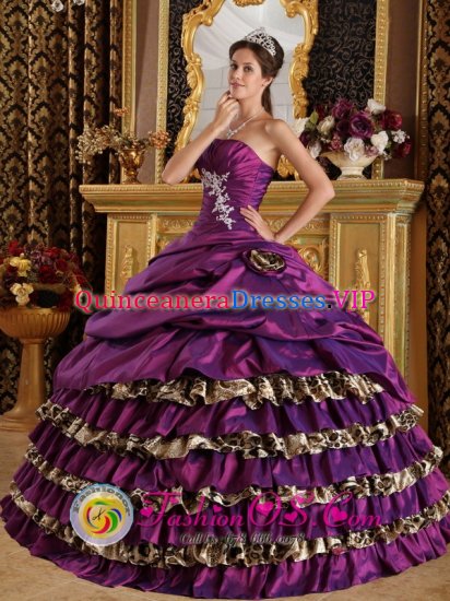 Poissy France Ruffles Layered and Purple For Modest Quinceanera Dress In Florida - Click Image to Close