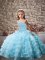 Baby Blue Ball Gowns Beading and Ruffled Layers Little Girl Pageant Dress Lace Up Organza Sleeveless