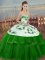 Great Green Lace Up Sweet 16 Dresses Embroidery and Bowknot Sleeveless Floor Length