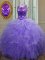 Stunning Lavender Tulle Lace Up Sweet 16 Dress Sleeveless Floor Length Beading and Ruffles