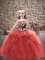 Discount Red Straps Neckline Embroidery and Ruffles Little Girls Pageant Gowns Sleeveless Lace Up