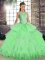 Artistic Ball Gowns Lace and Embroidery and Ruffles Quinceanera Gown Lace Up Tulle Sleeveless Floor Length