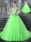 Dynamic Straps Sleeveless Brush Train Beading and Appliques Lace Up Quinceanera Dresses