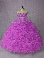 Smart Lilac Ball Gowns Beading Sweet 16 Quinceanera Dress Lace Up Organza Sleeveless Floor Length(SKU PSSW1050-3BIZ)