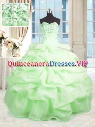 Romantic Sweetheart Sleeveless Organza Sweet 16 Dresses Beading and Ruffles Lace Up