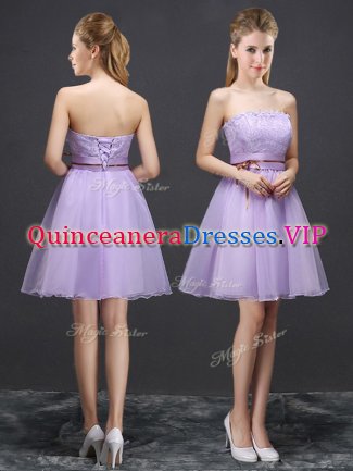 Best Selling Organza Sleeveless Mini Length Quinceanera Court Dresses and Lace and Belt