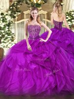 Ball Gowns Sweet 16 Dresses Purple Strapless Organza Sleeveless Floor Length Lace Up(SKU SJQDDT1476002BIZ)