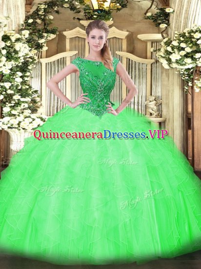 Custom Made Sleeveless Beading and Ruffles Floor Length Sweet 16 Quinceanera Dress - Click Image to Close
