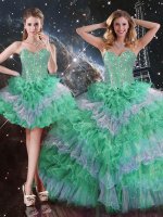 Custom Fit Sleeveless Organza Ball Gown Prom Dress Beading and Ruffles Lace Up(SKU QDDTA114001-5BIZ)