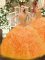 Luxurious Floor Length Ball Gowns Sleeveless Orange Quinceanera Dresses Lace Up