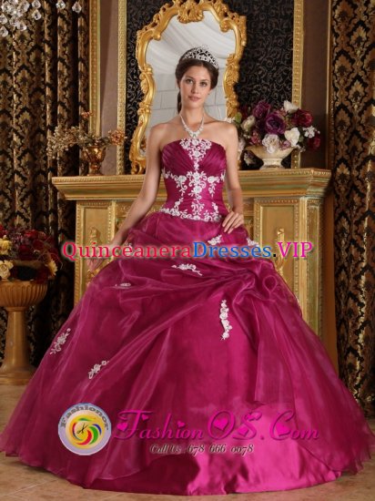 Floor-length Appliques Brand New Fuchsia For Quinceanera Dress Strapless Organza and Satin Floor-length Ball Gown in Red Bluff CA - Click Image to Close