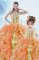Multi-color Sleeveless Floor Length Beading and Ruffles and Sequins Lace Up Quinceanera Gown