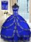 Royal Blue Quinceanera Gowns Military Ball and Sweet 16 and Quinceanera with Beading and Embroidery and Ruffled Layers Sweetheart Sleeveless Lace Up