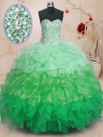 Excellent Multi-color Sweet 16 Dress Military Ball and Sweet 16 and Quinceanera with Ruffles Sweetheart Sleeveless Lace Up