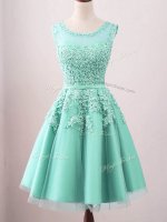 Extravagant Turquoise Scoop Neckline Lace Dama Dress for Quinceanera Sleeveless Lace Up(SKU SWBD135-1BIZ)