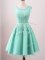 Extravagant Turquoise Scoop Neckline Lace Dama Dress for Quinceanera Sleeveless Lace Up