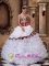Sidmouth Devon Elegent White Ball Gown Sweetheart Floor-length Organza and Leopard Ruffles Quinceanera Dress