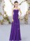 Chiffon Sweetheart Sleeveless Zipper Ruching Dama Dress for Quinceanera in Purple