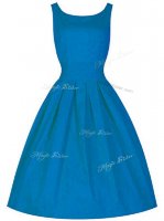 Blue Taffeta Zipper Quinceanera Court Dresses Sleeveless Knee Length Ruching