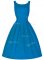 Blue Taffeta Zipper Quinceanera Court Dresses Sleeveless Knee Length Ruching
