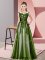 Sophisticated Olive Green Tulle Zipper Scoop Sleeveless Floor Length Quinceanera Court of Honor Dress Beading and Lace