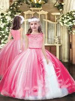 Eye-catching Ball Gowns Little Girl Pageant Gowns Pink Scoop Tulle Sleeveless Floor Length Zipper(SKU PAG1164BIZ)