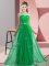 Green Empire Scoop Sleeveless Chiffon Floor Length Lace Up Beading Quinceanera Court Dresses