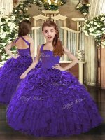 Floor Length Ball Gowns Sleeveless Purple Little Girl Pageant Gowns Lace Up(SKU PAG1126BIZ)