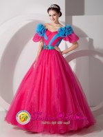 Belen Off The Shoulder and Short Sleeves For Pretty Quinceanera Dress With Belt