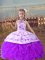 High End Floor Length Lavender Kids Pageant Dress Halter Top Sleeveless Lace Up