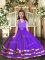 Perfect Floor Length Purple Girls Pageant Dresses Organza Sleeveless Ruffled Layers