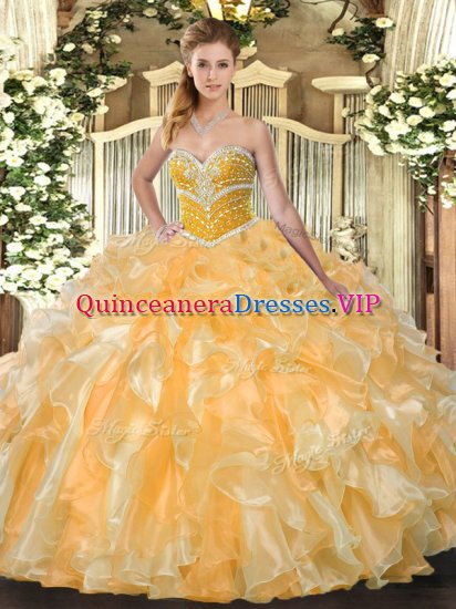 Decent Organza Sleeveless Floor Length Quinceanera Dresses and Beading and Ruffles - Click Image to Close