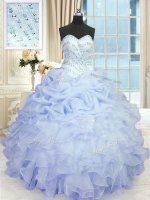 Sexy Sleeveless Lace Up Floor Length Beading and Ruffles Ball Gown Prom Dress