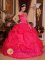 Tamboril Dominican Republic Lovely Custom Made Hot Pink SweetheartQuinceanera Gowns With Appliques and Pick-ups For Sweet 16