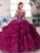 Dramatic Fuchsia Sleeveless Beading and Pick Ups Zipper Quinceanera Dress
