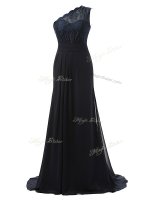 Chiffon Sleeveless Court Dresses for Sweet 16 Brush Train and Lace