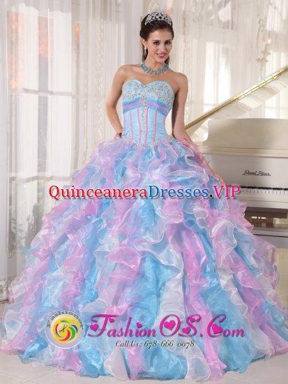 Skurup Sweden Elegant Sweetheart Neckline Quinceanera Dress With Multi-color Ruffled and Appliques Decotrate - Click Image to Close