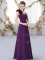 Inexpensive Straps Sleeveless Lace Up Quinceanera Court of Honor Dress Dark Purple Chiffon